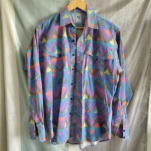 Silver Canyon Mens Southwestern Geometric Button Down Shirt Made in USA XL vtg